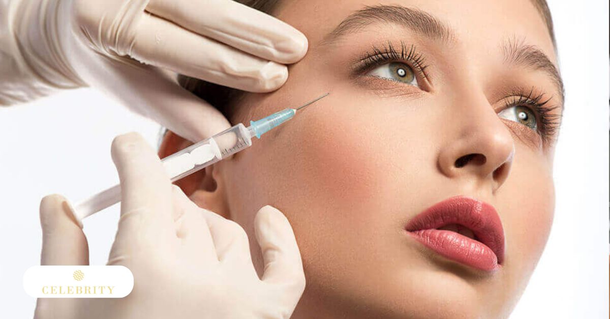 Dermal filler injection to restore volume in a woman's cheek during cosmetic treatment.