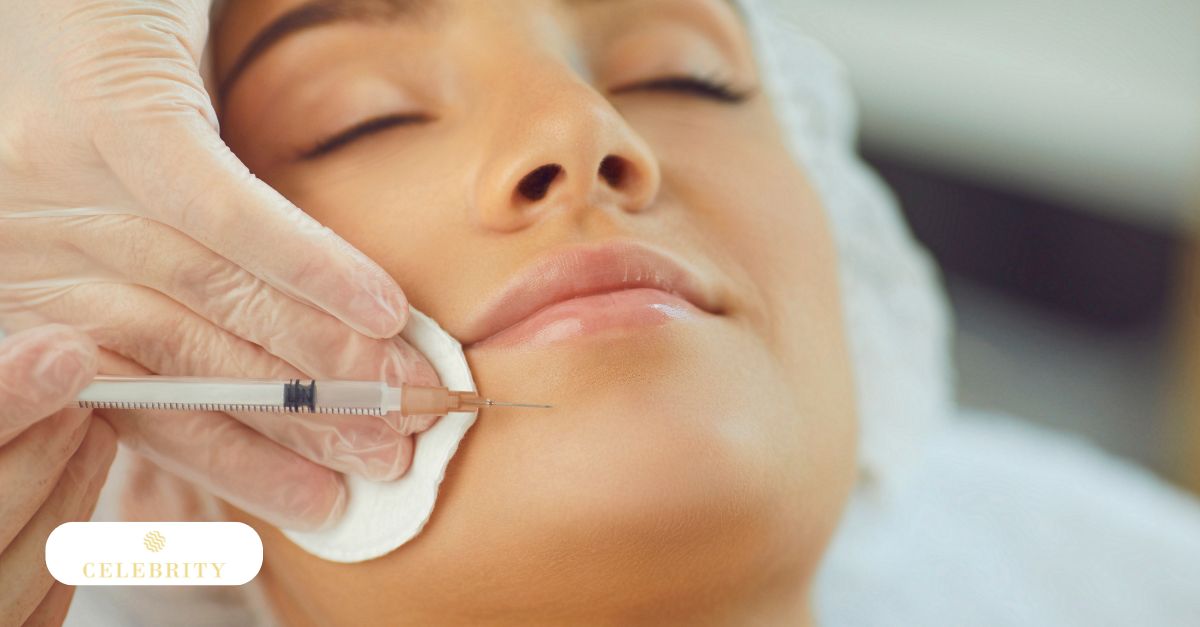 Patient receiving dermal filler treatment in facial aesthetic procedure