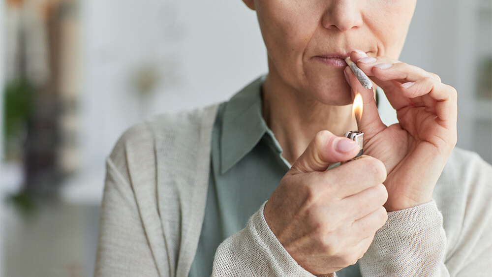 Mature woman smoking