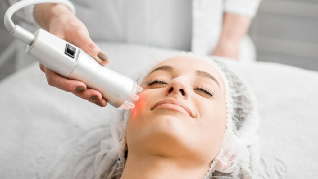 Woman during a facial massage