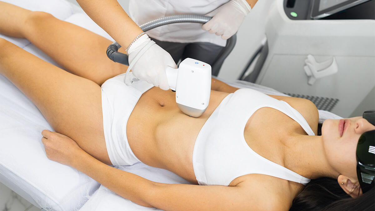Woman under laser hair removal procedure