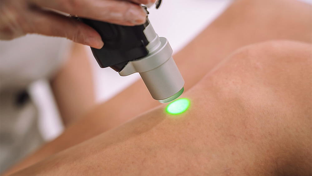 Close up of laser hair removal on knees