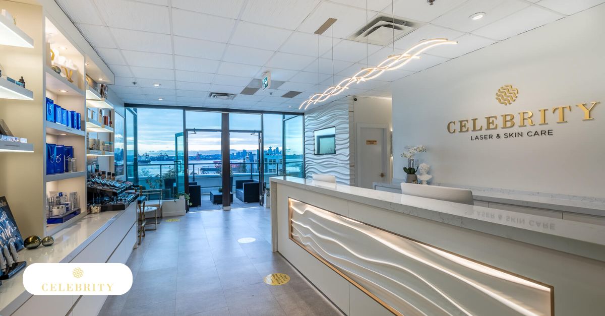 A wide shot of the interior of Celebrity Laser & Skin Care's office