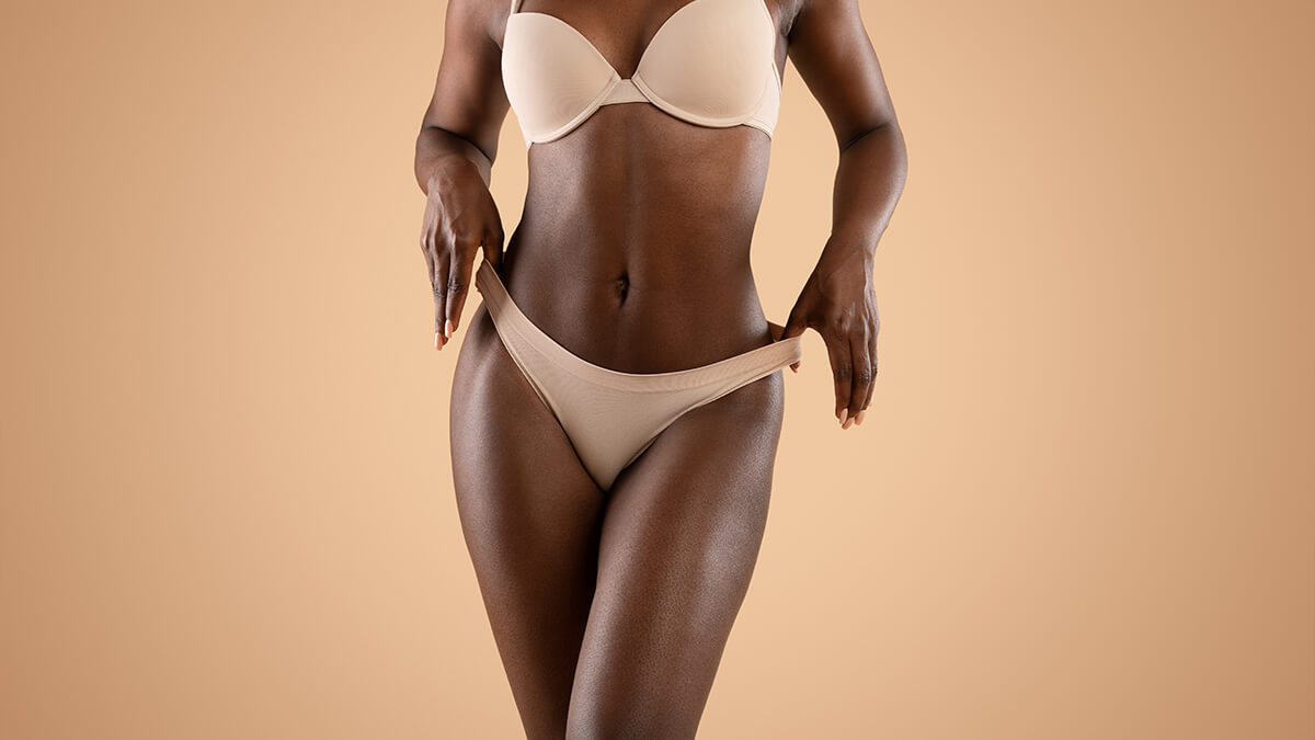 Black woman with nice body shape in underwear