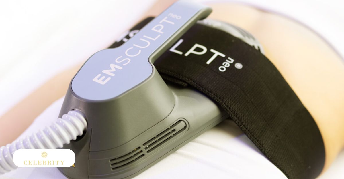  A patient undergoes Emsculpt Neo as a non-surgical body contouring treatment to help tone and shape the abdomen.