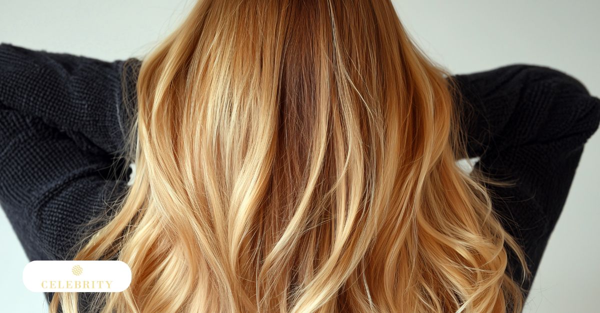 Woman with long shiny hair and golden biotin molecule drop symbolizing biotin shampoo benefits.