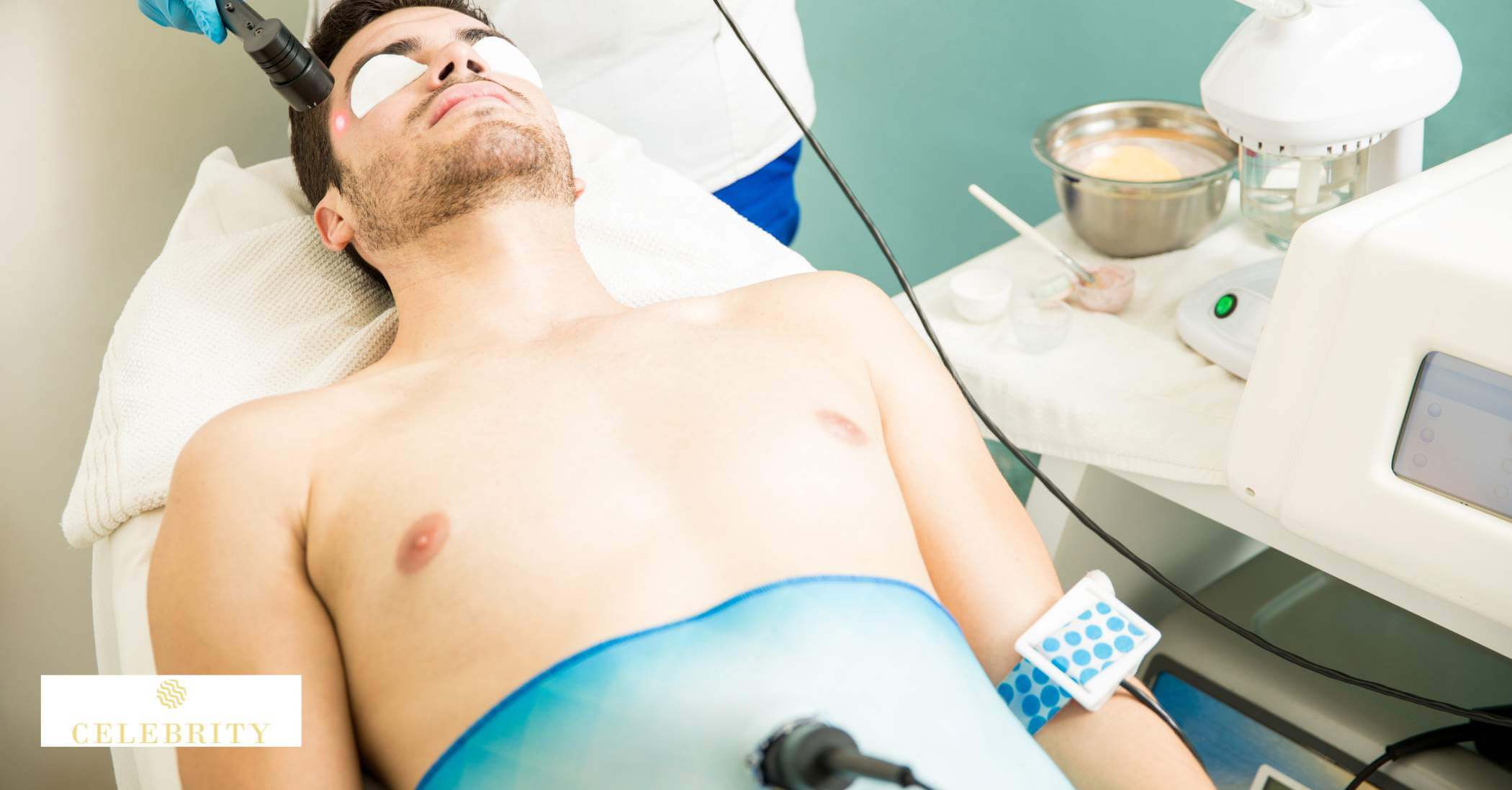  A man receives laser treatment using Low-Level Laser Therapy