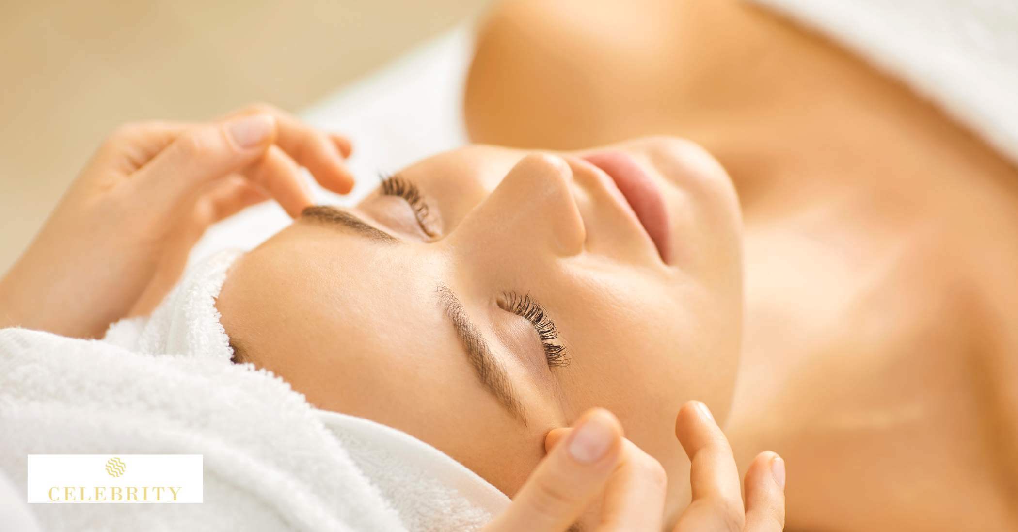 A woman receiving a skin treatment from a machine at Celebrity Laser & Skin Care.