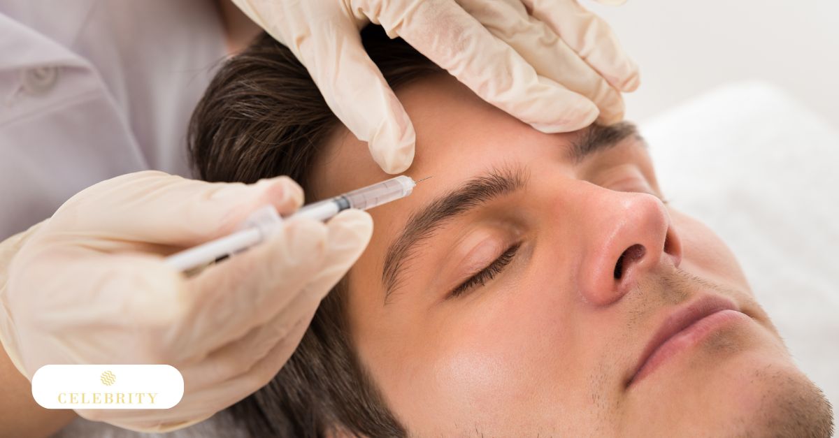 A man undergoing a facial injection, illustrating the side effects of Botox for men
