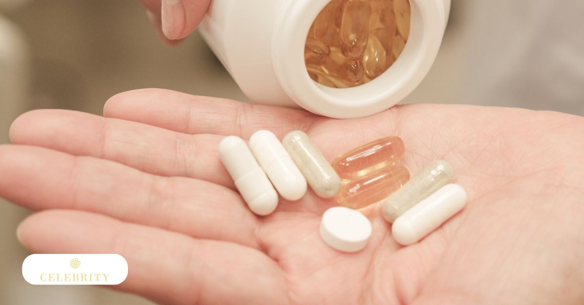 A person holds several capsules and a small white pill in their palm after pouring them from a bottle, showing the administration of dutasteride for hair growth and maintenance.