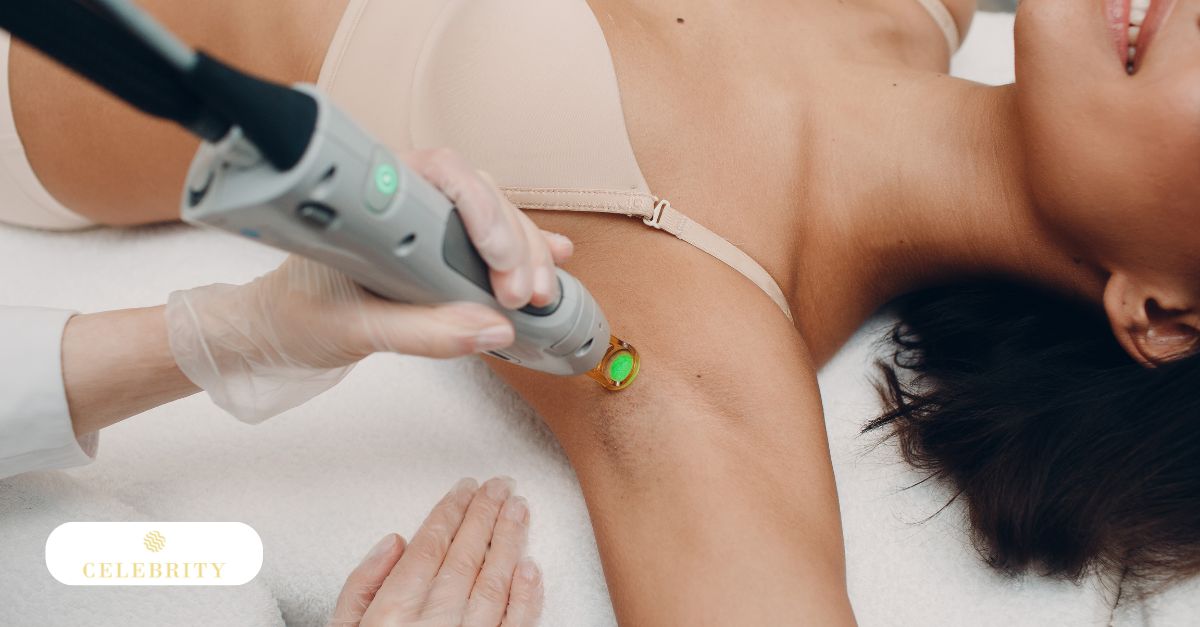Laser technician performing underarm hair removal treatment, highlighting smooth skin, reduced irritation, and long-term hair reduction.