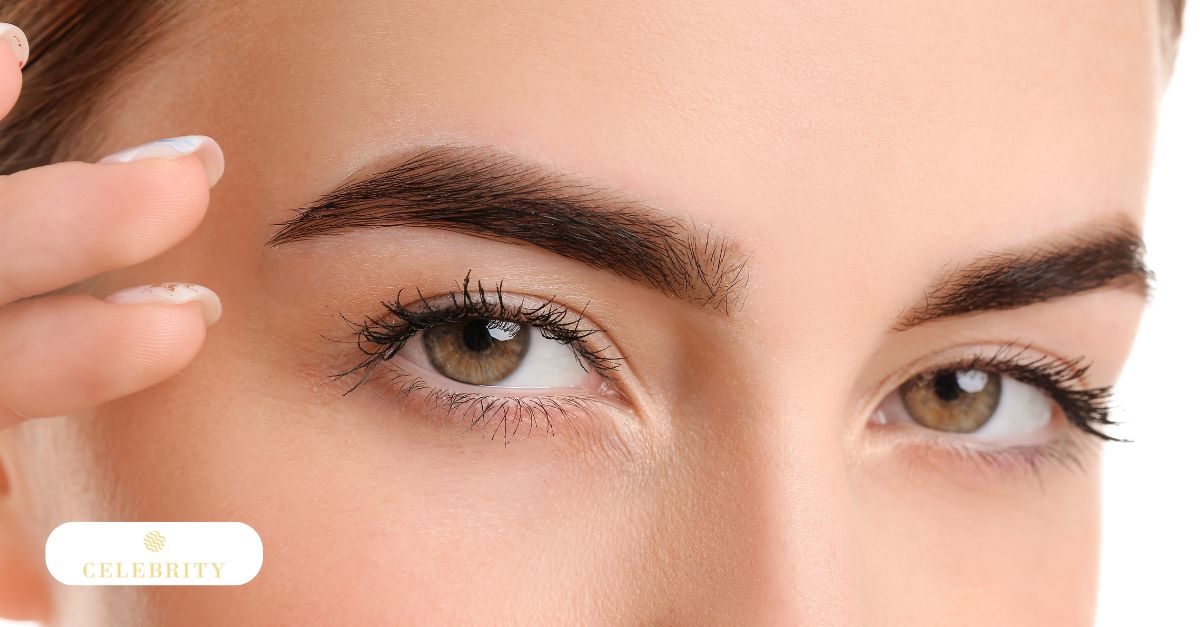 A woman showcasing her lifted eyebrows aftercare