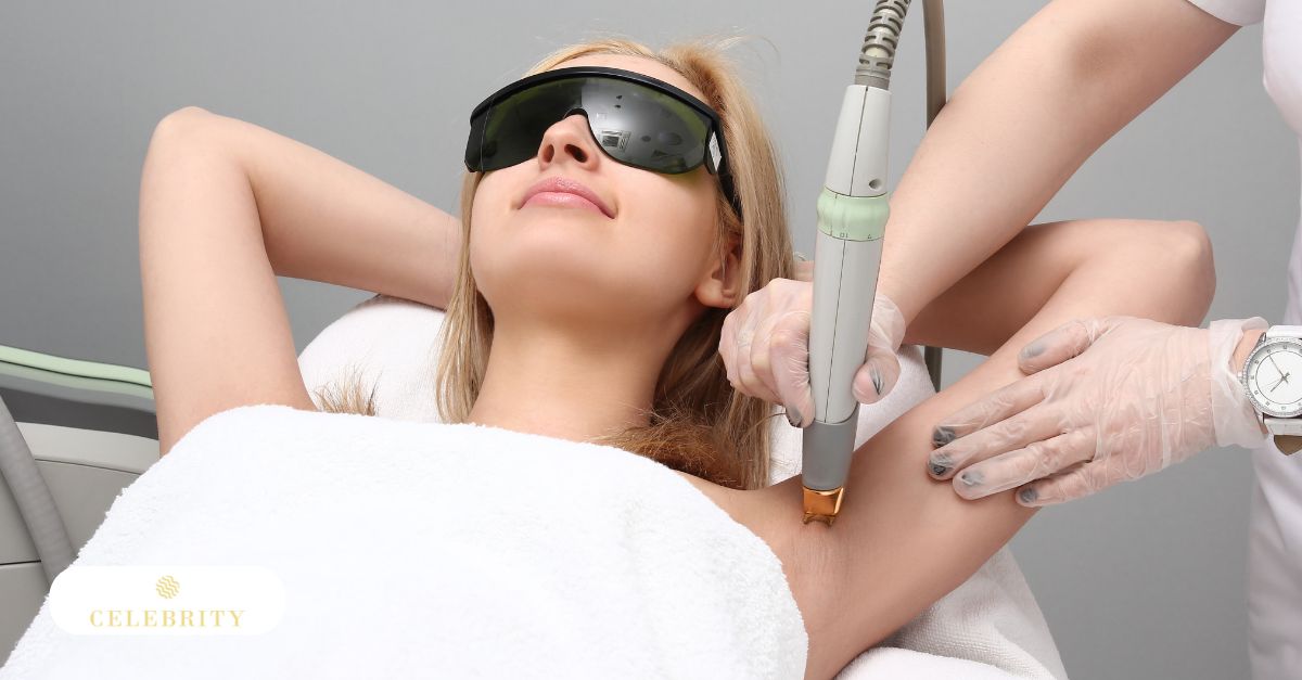 A teenager experiencing laser treatment for hair removal on their leg