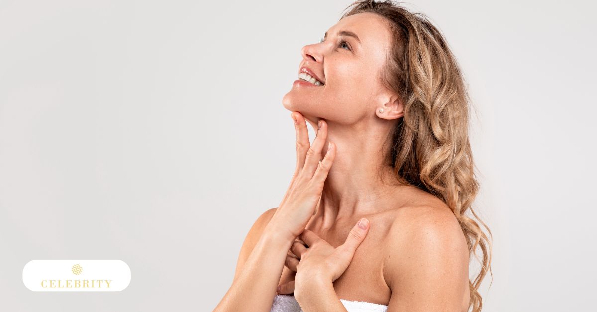 Woman smiling with smooth legs, post-laser treatment