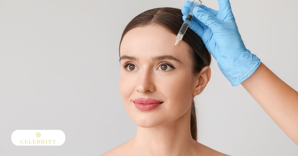 A woman receiving a filler-based brow lift