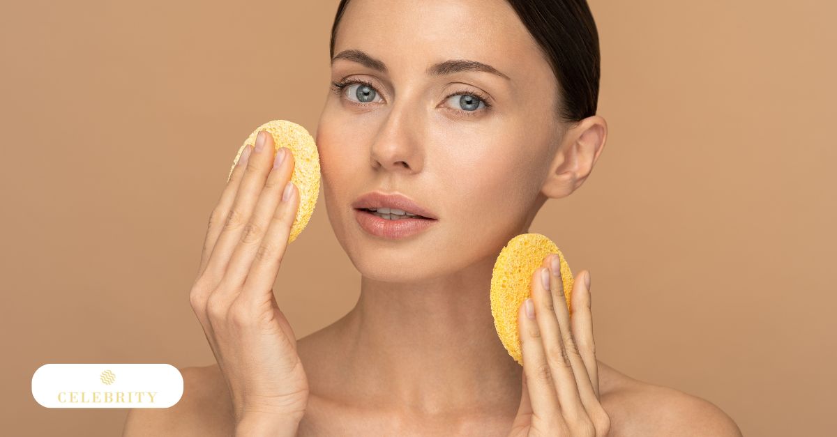 A woman uses a white towel to clean her face while preparing for laser hair removal