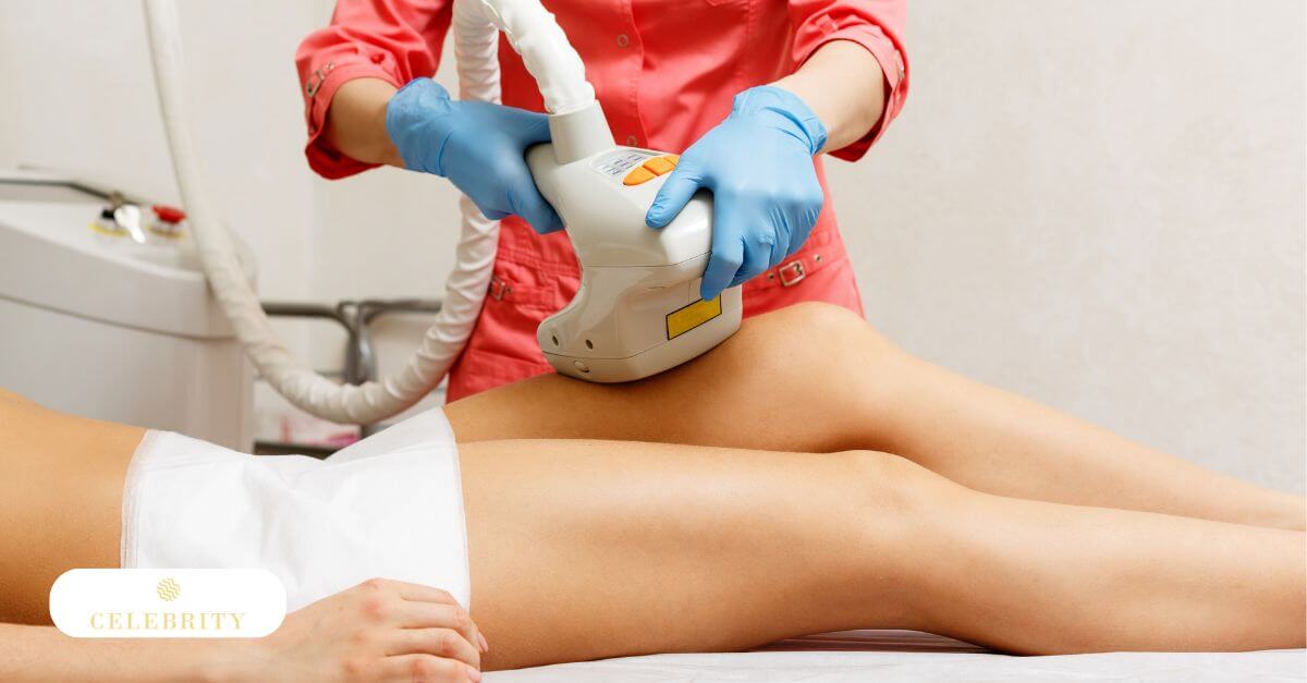 A woman undergoing BodyFX treatment for fat reduction on her stomach