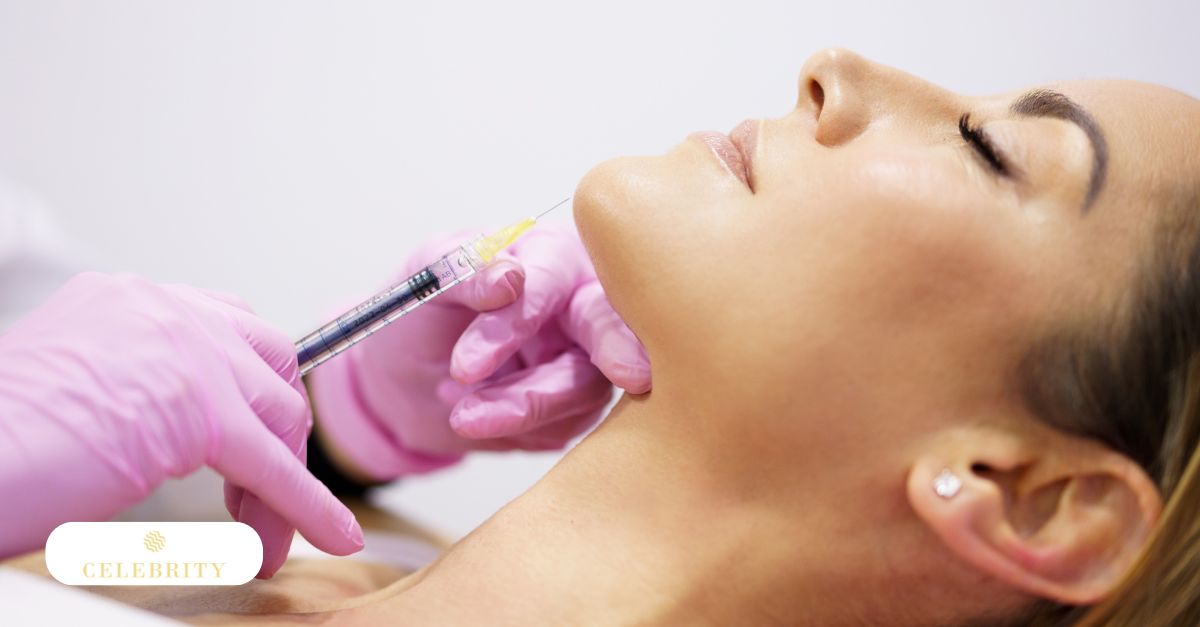 A woman checking swelling in the mirror post-Belkyra® treatment