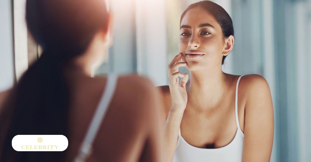 Woman applying sunscreen or gentle moisturizer after a laser session