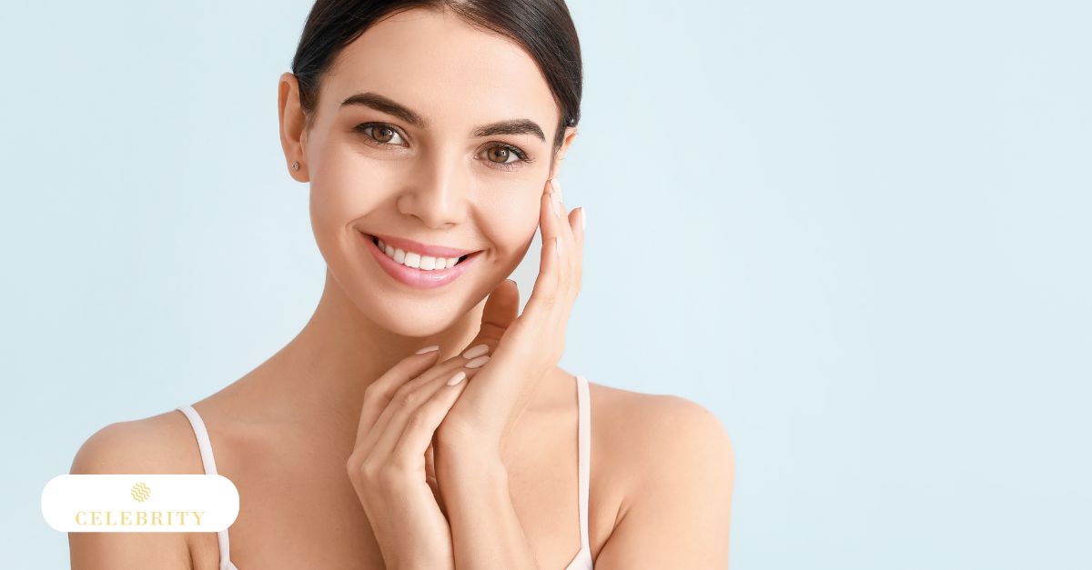 A woman with her hands on her face, highlighting skin laxity and RF skin tightening at Celebrity Laser & Skin Care