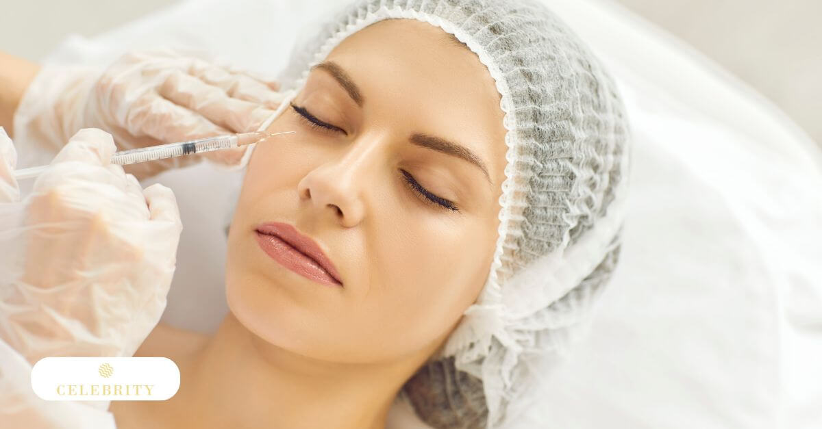 A woman's face, showing the transformation from under-eye filler application