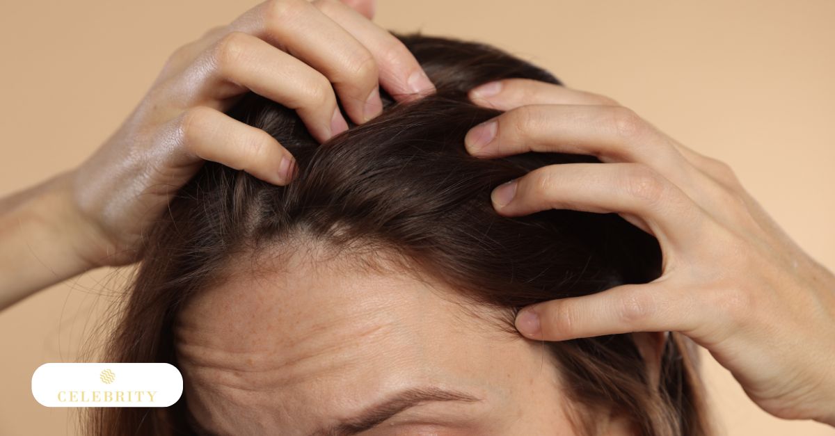 Person closely examining their scalp for irritation or unusual symptoms after PRP hair treatment, representing signs that may require medical attention