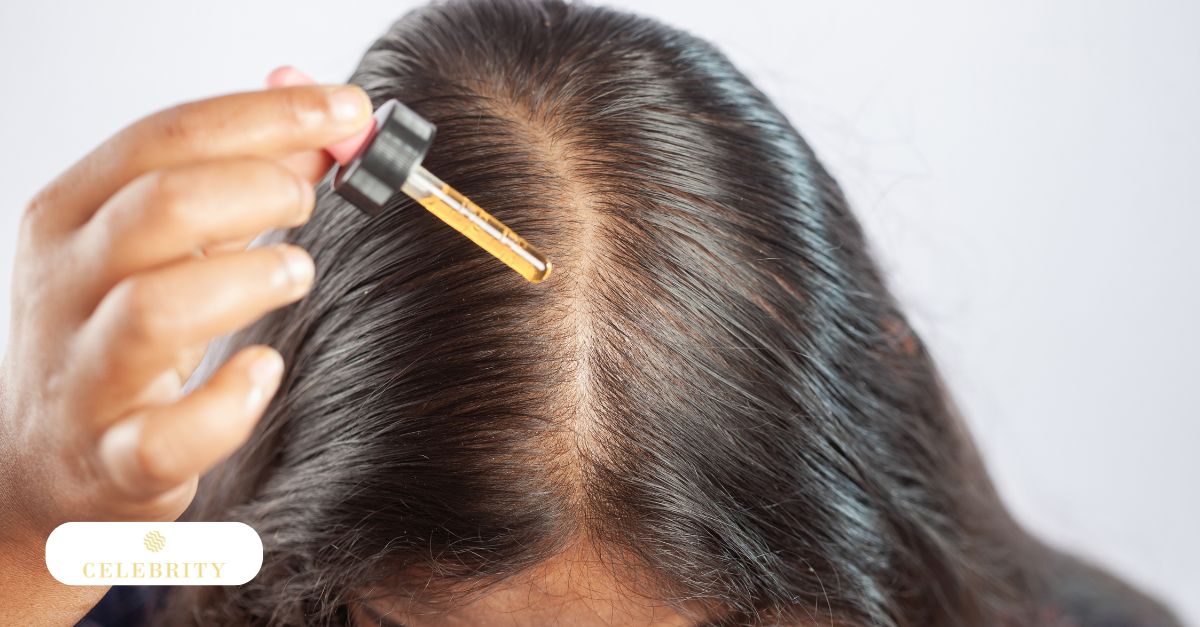 Scalp application of hair growth serum related to PRP hair treatment aftercare