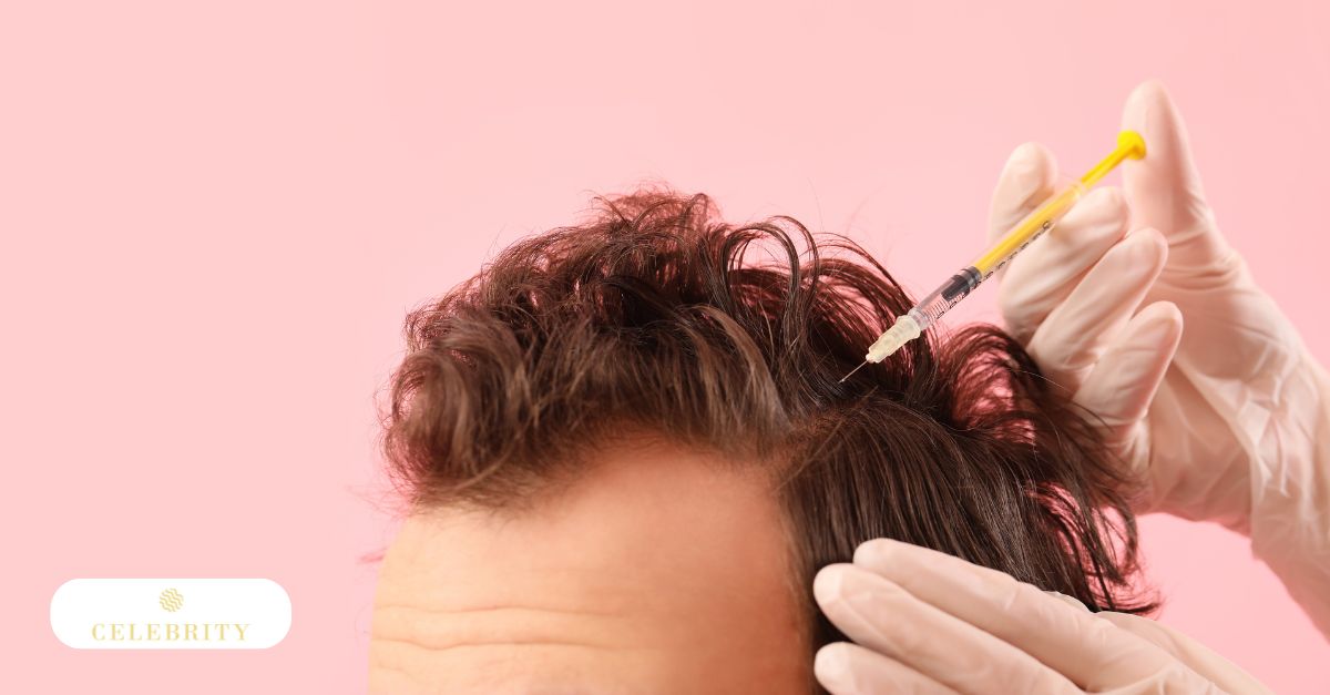 Close-up of platelet-rich plasma therapy for hair restoration and thinning hair treatment