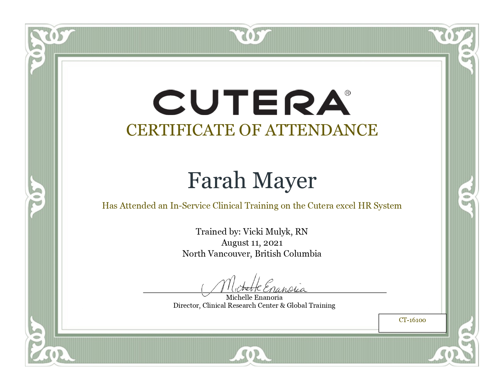 Cutera Laser Training Certification