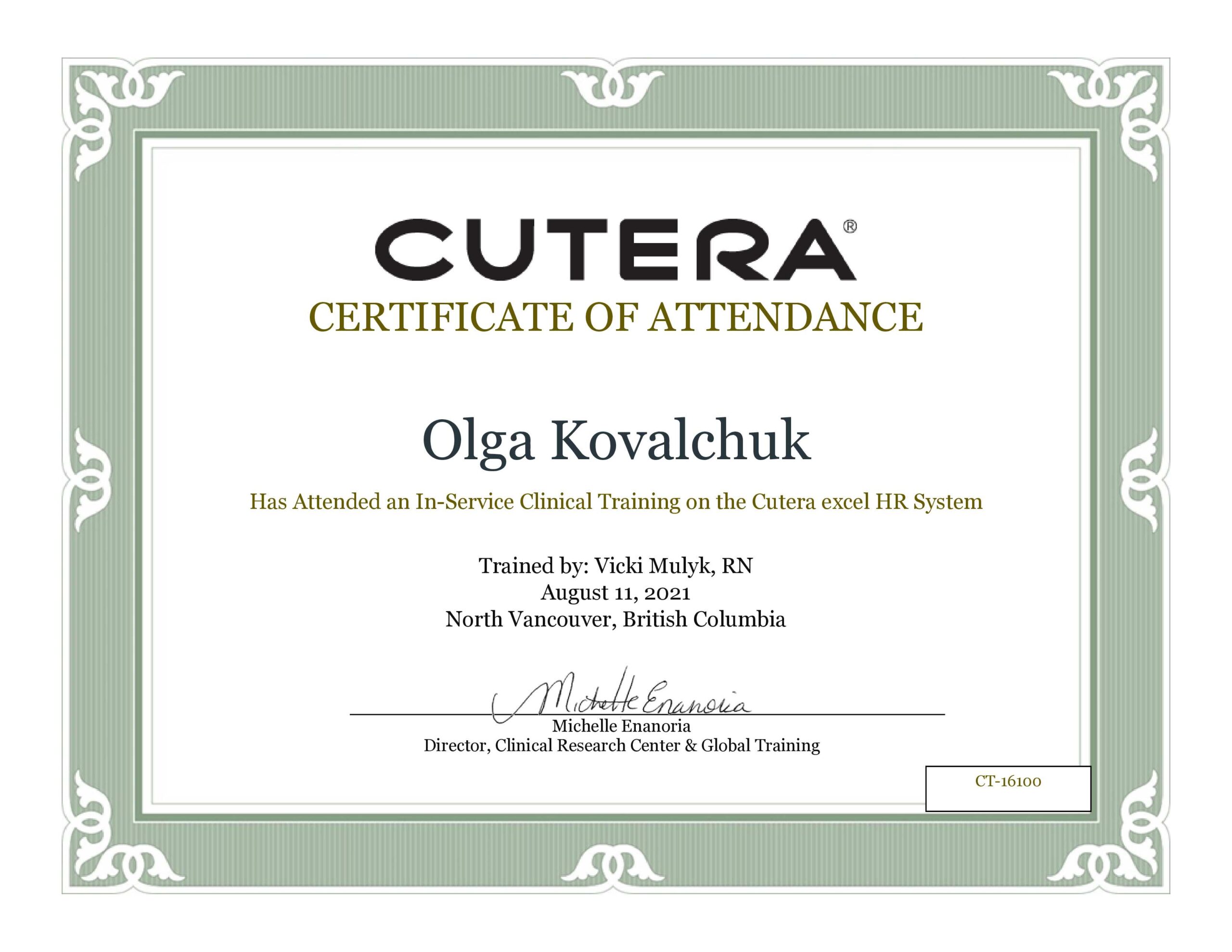 Cutera Laser Training Certification