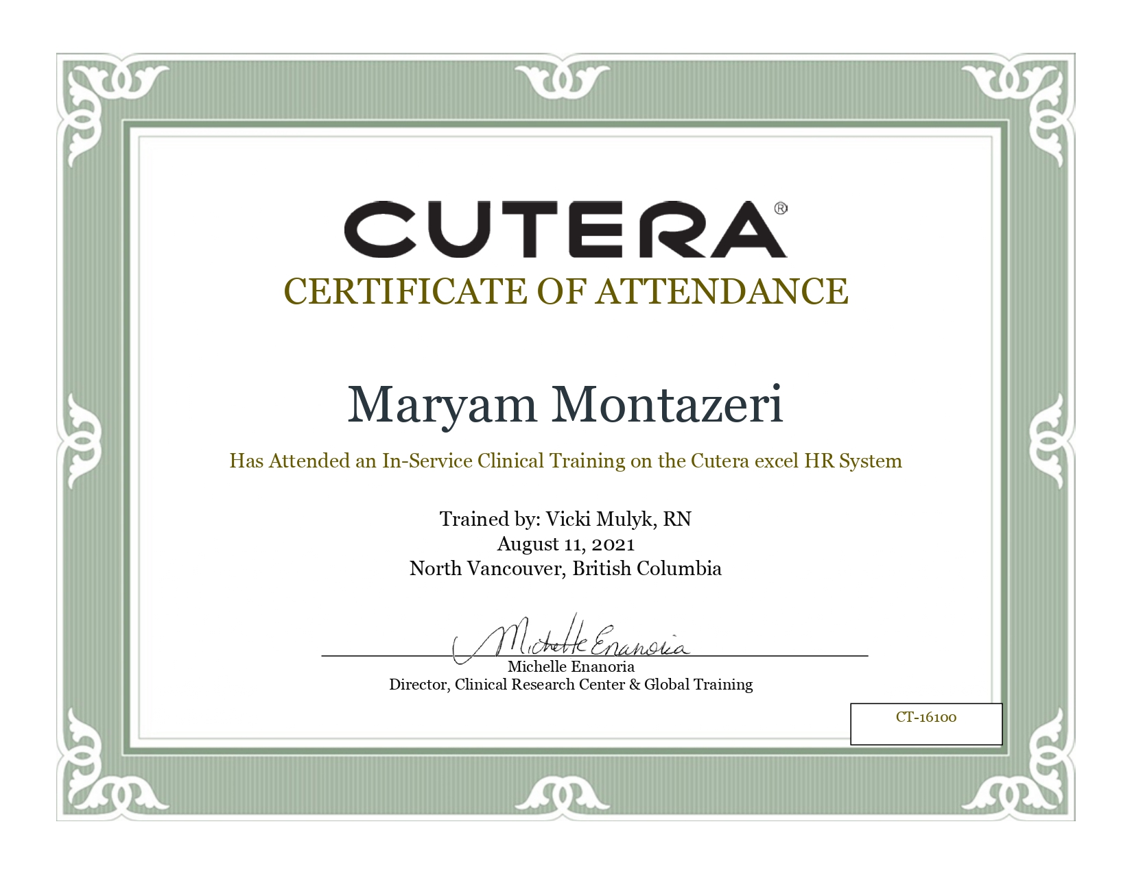Cutera Laser Training Certification 